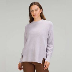 Lululemon merino wool blend sweater lilac purple ribbed crew neck size 12